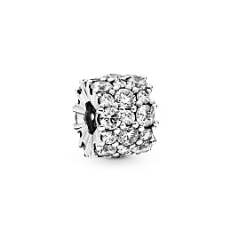 Sterling silver charm with clear cubic zirconia