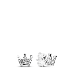 Crown silver stud earrings with clear cubic zirconia/Серебряные серьги-пусеты с чистым кубическим ци