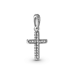 Cross silver pendant with clear cubic zirconia/Серебряная подвеска Крест с чистым кубическим циркони