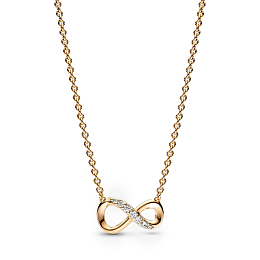 Infinity 14k gold-plated collier with clear cubic zirconia