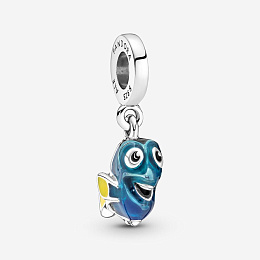 Disney Pixar Dory sterling silver dangle with transparent blue, black and yellow enamel