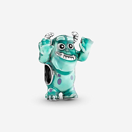 Disney Pixar Sulley sterling silver charm with black, pink and transparent blue enamel