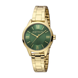 ESPRITDarkBracelet,GreenWomen3 Hands,Dial,Watch,Gold5 ATMColorGoldMetalColor Case,