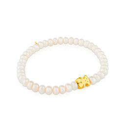 CULTURED PEARLS BRACELET 18KT GOLD MOTIF