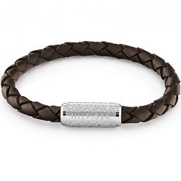 BR-EPTBA-M-SSLE-190.00+12.00 EXPLODED TH BRAID BRACELET - SS/BROWN LEATHER