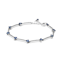 Sterling silver bracelet with clear cubic zirconiaand skylight blue crystal /599217C01-18