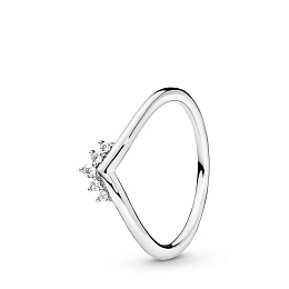 Tiara wishbone sterling silver ring with clearcubi