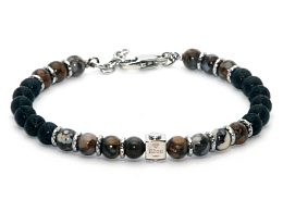 Stainless steel bracelet and natural Agate and lav