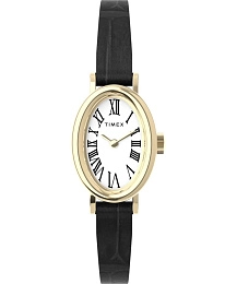 Women's Cavatina Gold-tone Case with Black Strap