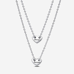Hearts sterling silver splittable collier necklace