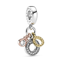 Crown O sterling silver, Pandora Rose andPandora Shine danglewith clear cubic zirconia /799044C01