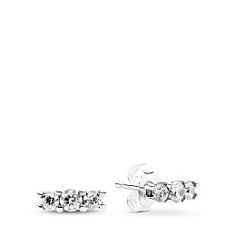 Silver stud earrings with clear cubic zirconia