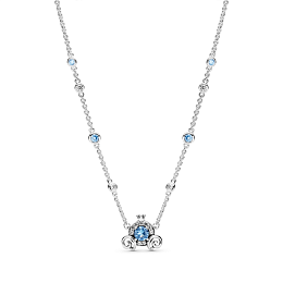 Disney Cinderella pumpkin coach sterlingsilver collier with clearcubic zirconia andforever blue crys