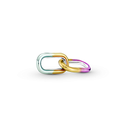 Sterling silver double link with transparent yellow, purple and turquoise enamel