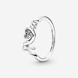 Mom sterling silver ring with clear cubic zirconia