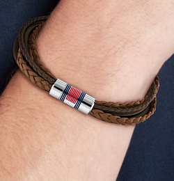 BR-TWLEB-M-SSLE-190.00 MULTI-LAYER LEATHER BRACELET FAMILY -SS/BROWN LEATHER
