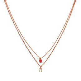 BRONZE NECKLACE W/ CORAL BEADS, /BMDKRP62