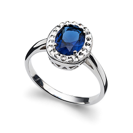 Ring Pure 925AG rhod. sapphire L /63211L