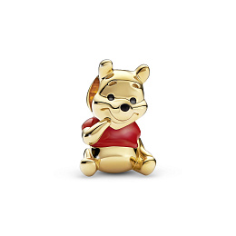 Disney Winnie the Pooh 14k gold-plated charm with red and black enamel