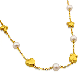 18KT GOLD CHOKER CULTURED PEARL CHAIN