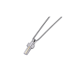 Necklace with cross pendant in stainless steel and 18kt gold (gr 0.04) complete with gift box