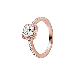 14k Rose gold-plated ring with clear cubic zirconia