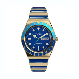 Q Dolce Vita Gold-tone Case Blue Dial Gold-tone Expansion Band with Perfect Fit