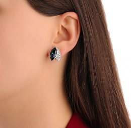Earrings Leaf rhod. blue