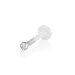 Round Labret/Tragus Piercing with Cubic Zirconia ∅ 1.50