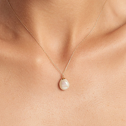 18KT YELLOW GOLD NECKLACE PEARL