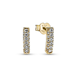 14k Gold-plated stud earrings with clear cubic zirconia