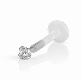 L Claw Labret/Tragus Piercing with Cubic Zirconia 