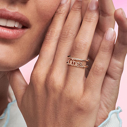 Vibes script 14k rose gold-plated ring /181986C00-54