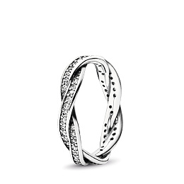 Braided pave silver ring with cubic zirconia/Серебряное кольцо Плетение с кубическим цирконием