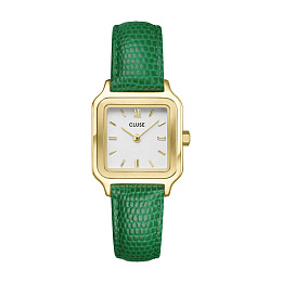 Gracieuse Petite Watch Leather, Emerald Green Lizard, Gold Colour