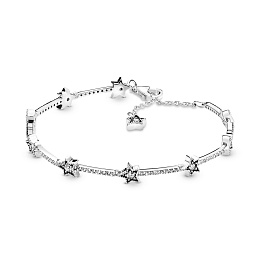 Star sterling silver bracelet with clear cubic zir