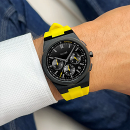 Vigoureux Chrono Watch Silicone Yellow, Black Colo