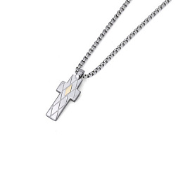 Necklace with cross pendant in stainless steel and 18kt gold (gr 0.04) complete with gift box