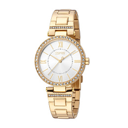 ESPRIT Women Watch, Gold Color MSO2101159Case, Silver Dial, Gold Color Stainless Steel Metal 