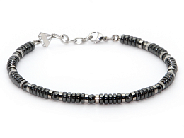 Stainless steel bracelet with natural Hematite sto