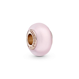 14k Rose gold-plated charm with frosted pink Muran