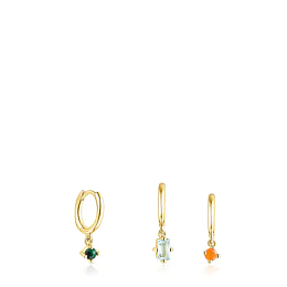 SILVER GOLD PLATED 3 EARRINGS PACK GEMS