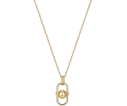 Gold Orb Link Drop Pendant Necklace