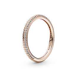 14k Rose gold-plated ring with clear cubiczirconia /189679C01-56