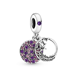 Feather sterling silver dangle with fancy fairytale pink cubic zirconia,royal purple and phloxpink
