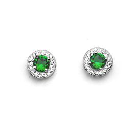 Post earring Clear 925AG rhodium emerald /62060 GRE