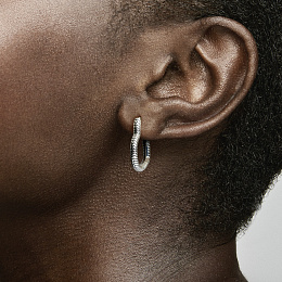 Heart snake chain pattern sterling silver hoop earrings