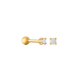 GOLD KYOTO OPAL CABOCHON BARBELL SINGLE EARRING