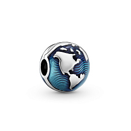 Globe sterling silver clip with transparent blueenamel