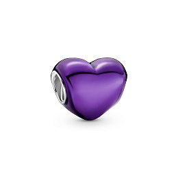 Heart sterling silver charm with purpleenamel /799291C01